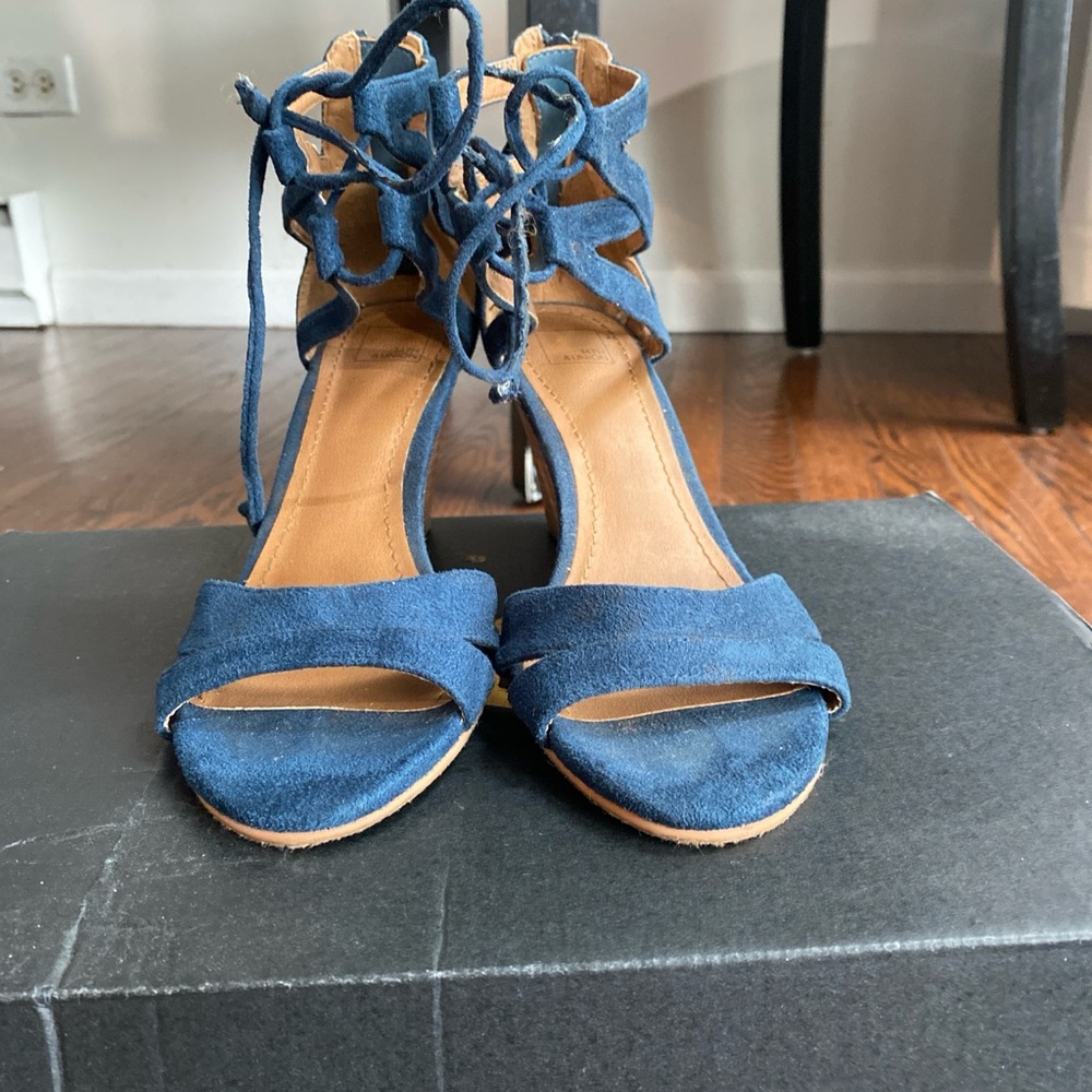 Blue Suede Women's Lace-Up Sandals